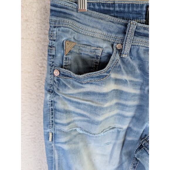 Salvage Buckle Jeans Mens 32R 32x32 Blue Mayhem Straight Leg Distressed Stretch - Picture 9 of 16